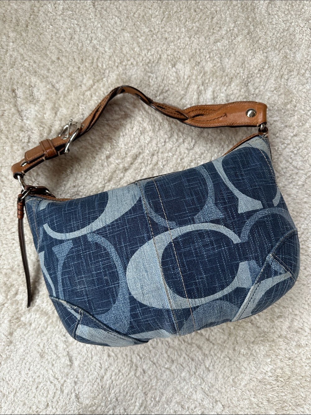 Coach Signature Jumbo C Tonal Denim Hobo Bag - Picture 8 of 16